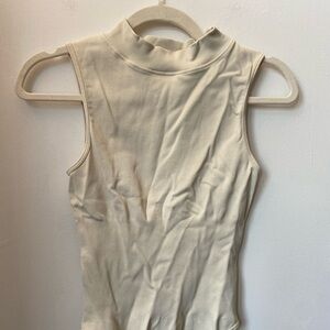 Cream OQQ high-neck bodysuit, size M